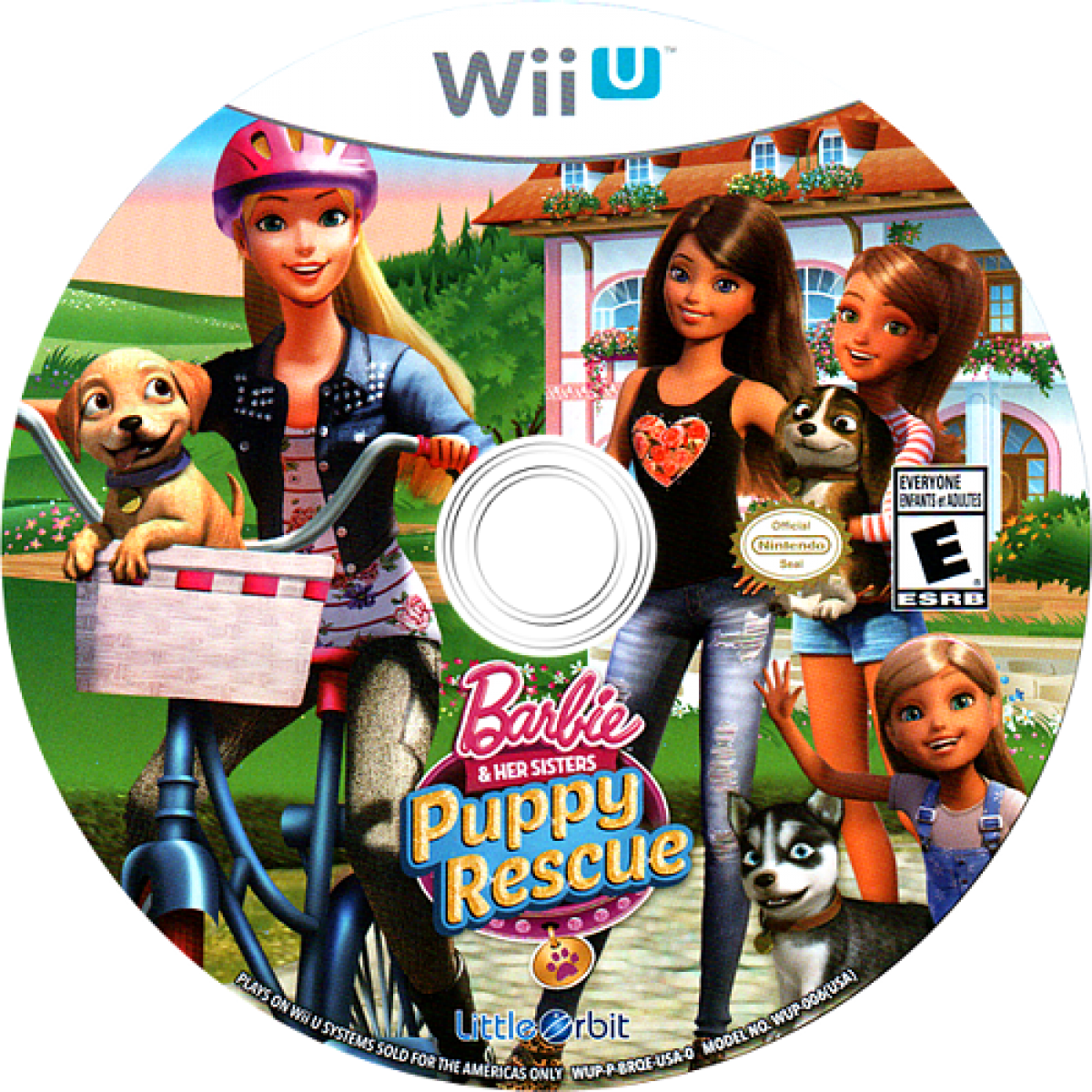 Barbie and Her Sisters Puppy Rescue disc art for Nintendo Wii U (WiiU) video game