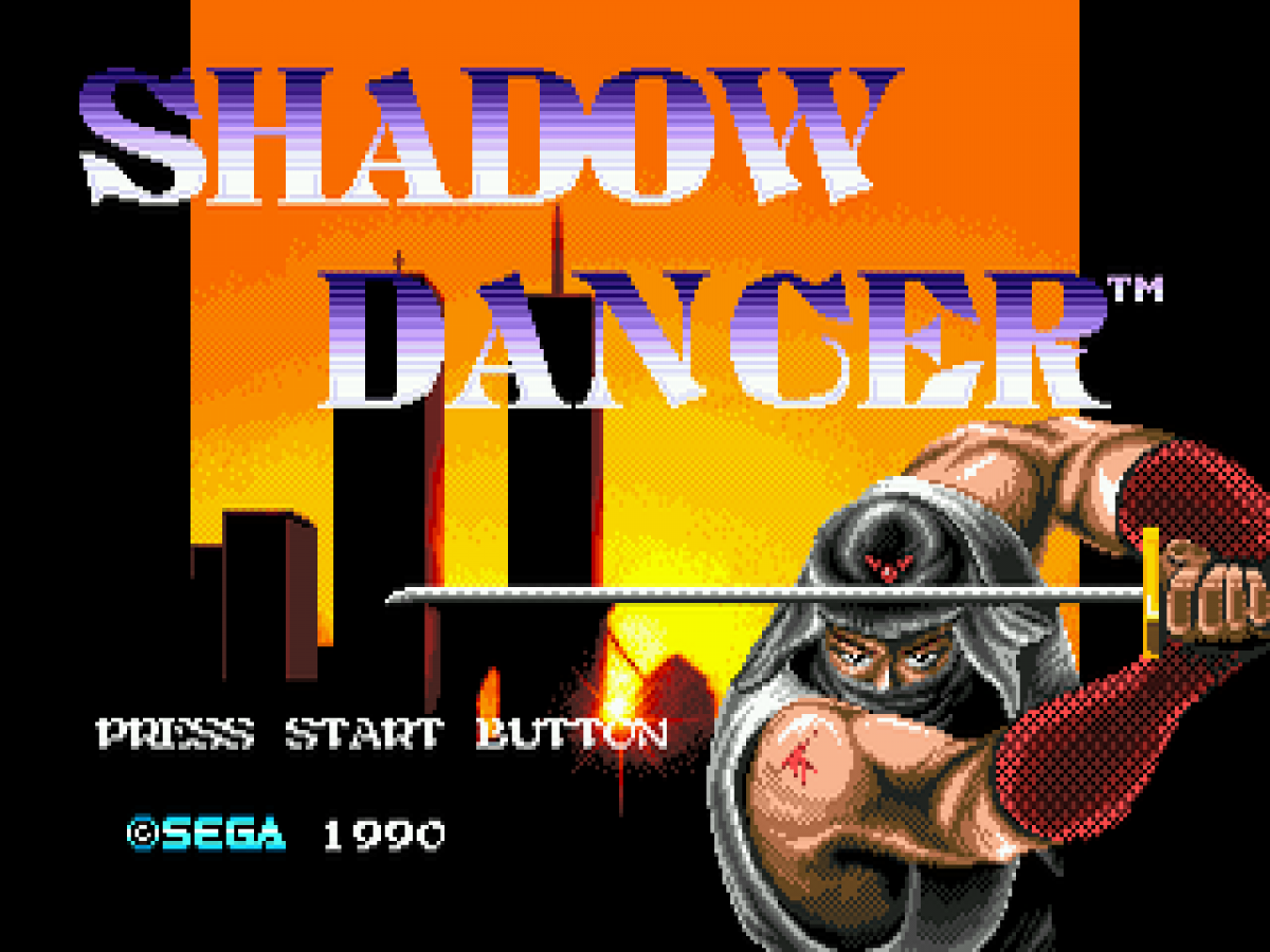 Shadow Dancer: The Secret of Shinobi title screen for Sega Genesis (GEN) video game