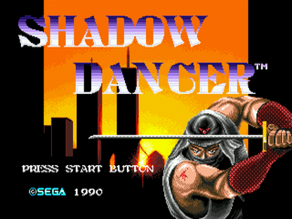 Shadow Dancer: The Secret of Shinobi title screen for Sega Genesis (GEN) video game