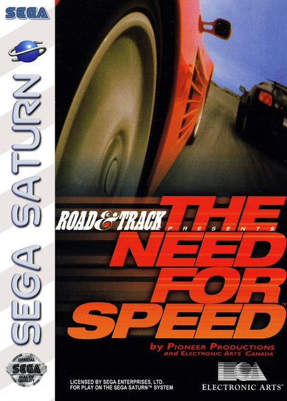 The Need for Speed Sega Saturn racing game realistic car simulation sports cars track racing Electronic Arts EA classic NFS series arcade simulation driving gameplay retro Saturn game Sega Saturn software video game title front cover