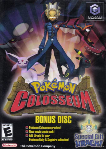 Pokémon Colosseum: Bonus Disc cover art for Nintendo GameCube (GC) Pokémon RPG bonus content video game