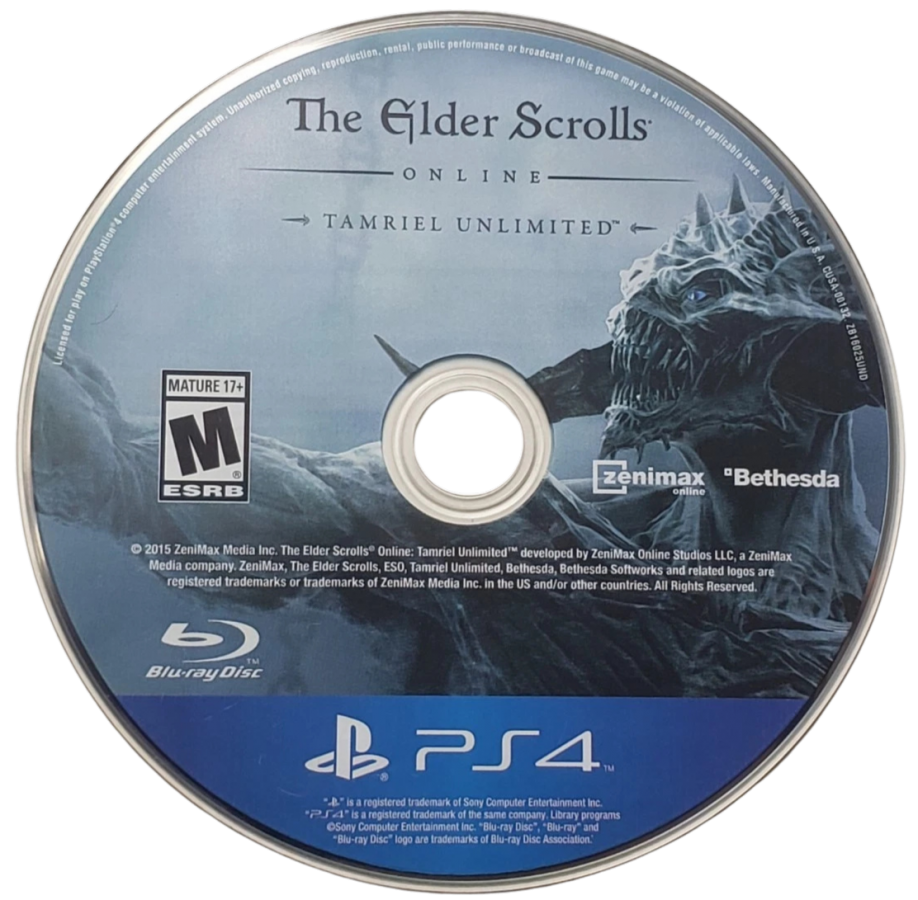 The Elder Scrolls Online: Tamriel Unlimited – PlayStation 4 (PS4) video game disc, online RPG by Bethesda Softworks