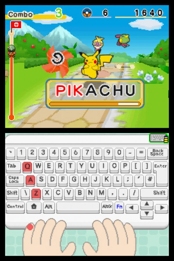 Learn with Pokémon Typing Adventure Nintendo DS import game no keyboard featuring educational typing gameplay with Pokémon characters screenshot