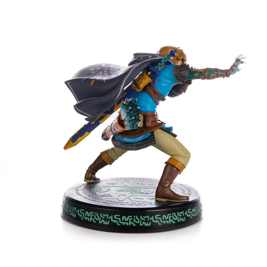 Tears of the Kingdom Link 9 inch statue by First 4 Figures detailed Legend of Zelda collectible featuring heroic pose intricate armor and premium display quality celebrating the Nintendo fantasy adventure franchise back view