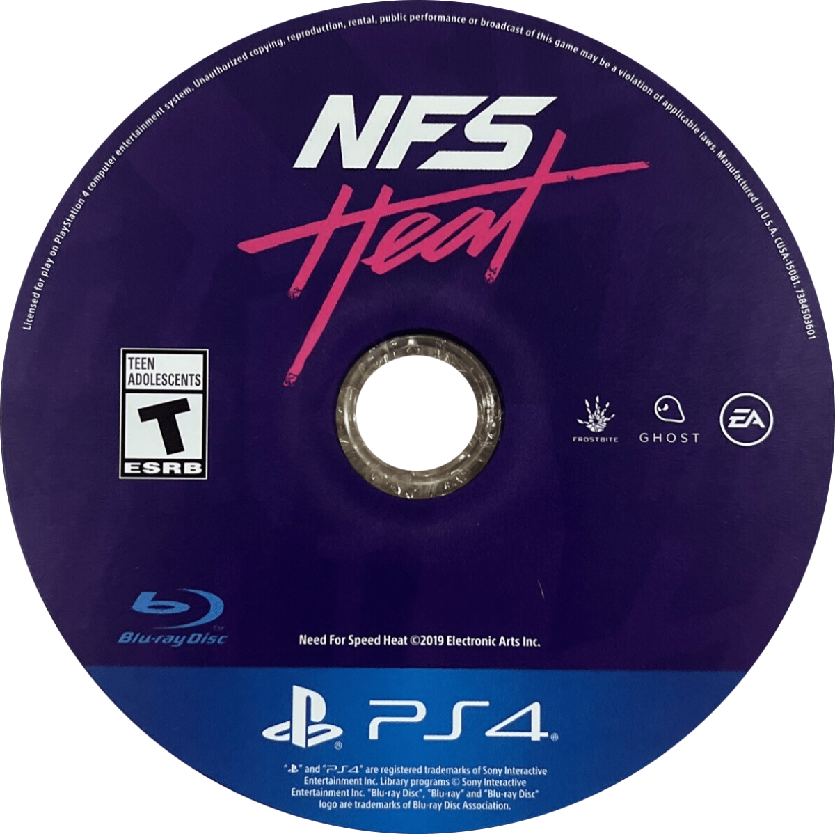 Need for Speed: Heat – PlayStation 4 (PS4) video game disc, street racing action game.