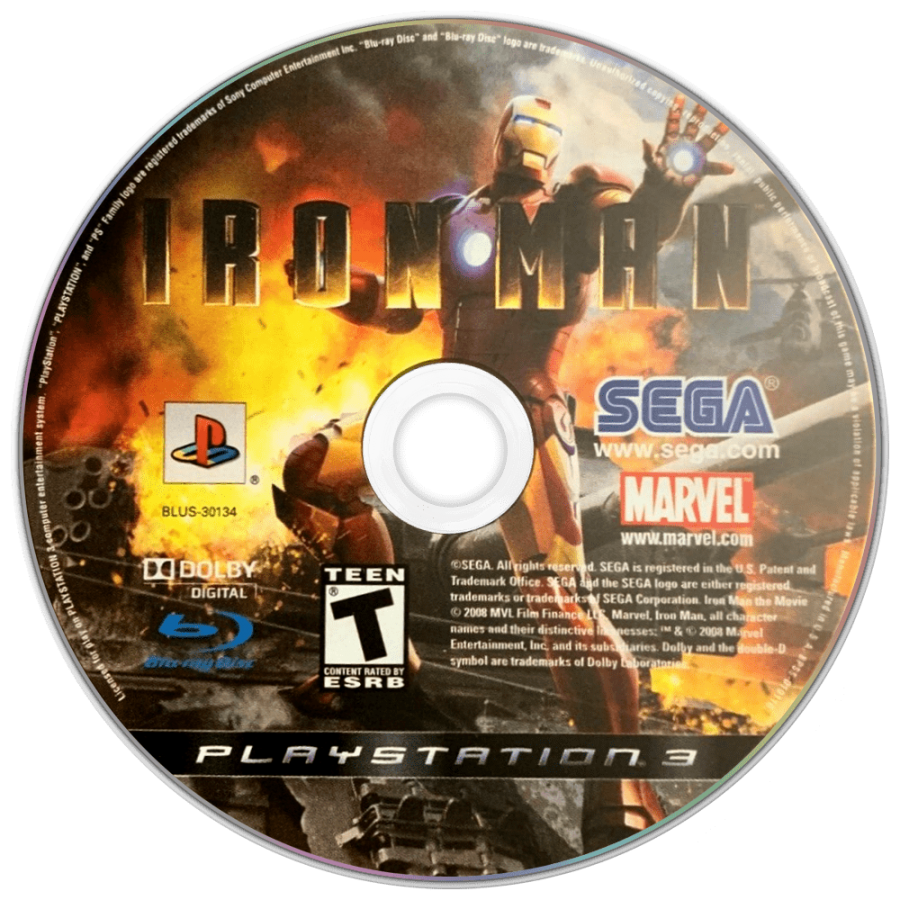Iron Man disc art for Playstation 3 super-hero game. 