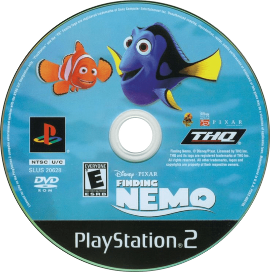 Disney Pixar Finding Nemo for PlayStation 2 action adventure video game featuring movie inspired levels family friendly gameplay iconic characters colorful underwater environments and classic Pixar storytelling experience disc