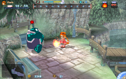 Gurumin A Monstrous Adventure PSP inspired design featuring charming action role playing adventure aesthetic whimsical monster filled world colorful anime inspired visuals fast paced combat imaginative exploration lovable characters and family friendly fantasy gameplay presentation gameplay