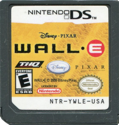 Wall E retro Nintendo DS video game Wall E animated adventure puzzle platform gameplay Disney Pixar sci fi robot exploration family friendly handheld console title Nintendo DS release cartridge