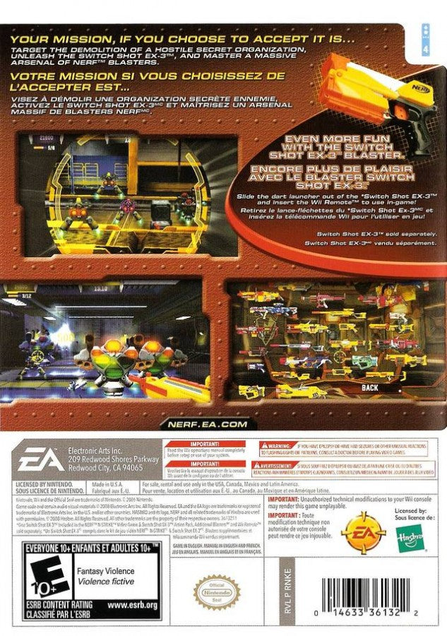 NERF N-Strike – Nintendo Wii (Wii) first-person foam blaster shooter action video game back of case