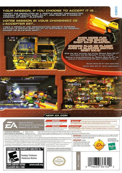 NERF N-Strike – Nintendo Wii (Wii) first-person foam blaster shooter action video game back of case