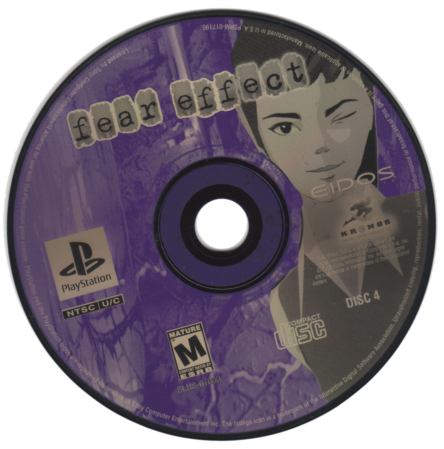 Fear Effect retro cyberpunk action adventure game for PlayStation 1 (PS1) disc 4