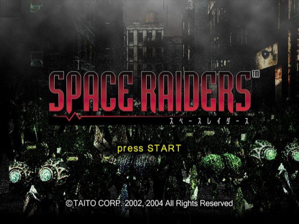 Space Raiders GameCube GC video game, arcade-style shooter, space combat adventure, action gameplay, multiplayer, Nintendo GameCube title main menu title screen