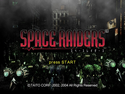 Space Raiders GameCube GC video game, arcade-style shooter, space combat adventure, action gameplay, multiplayer, Nintendo GameCube title main menu title screen