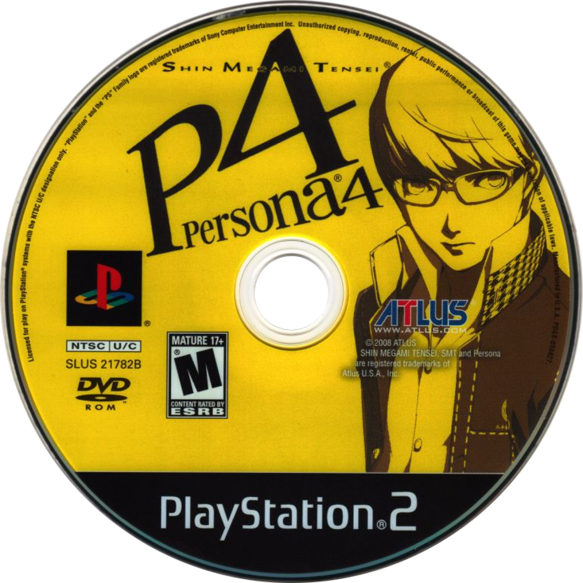 Shin Megami Tensei Persona 4 Missing Bonus Disc PlayStation 2 PS2 video game featuring Japanese role playing gameplay Yu Narukami character supernatural mystery investigation social simulation dungeon exploration turn based combat Persona abilities and classic PlayStation 2 gameplay retro video game collection collectible gaming appeal disc