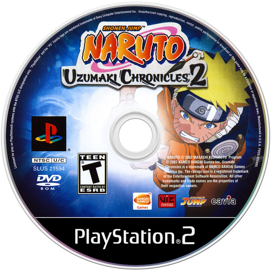 Naruto: Uzumaki Chronicles 2 – PlayStation 2 (PS2) action role-playing video game disc