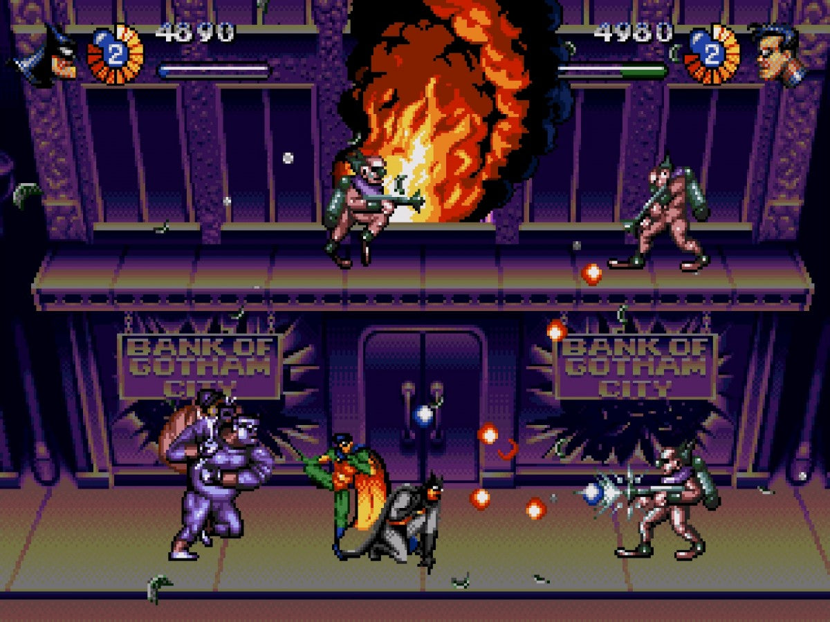 The Adventures of Batman and Robin for Super Nintendo action platformer featuring Batman and Robin battling villains from the animated series with gadgets combat and side scrolling gameplay