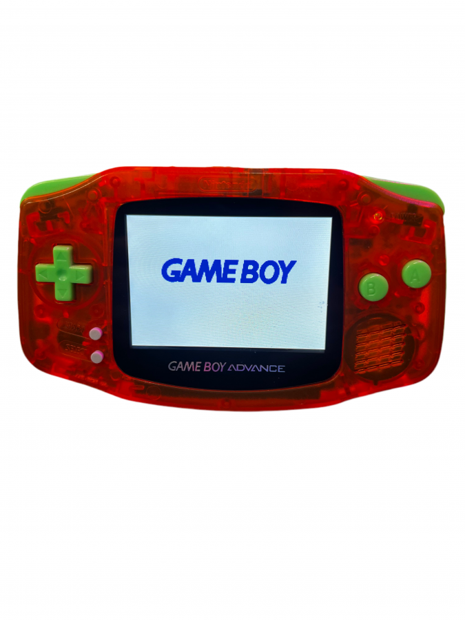 Game Boy Advance system IPS screen mod orange and green shell handheld console GBA