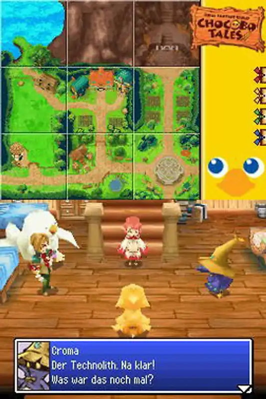 Final Fantasy Fables Chocobo Tales game for the Nintendo DS featuring storybook style adventure gameplay with mini games card battles and charming characters set in a whimsical fantasy world gameplay
