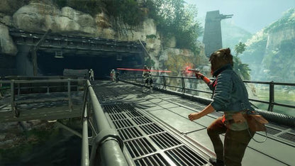 Star Wars Outlaws Nintendo Switch 2 NS2 for action adventure video game fans featuring Kay Vess Nix open world Star Wars exploration crime syndicates blaster combat stealth missions speeder travel space battles gadgets and immersive Nintendo Switch 2 gameplay collectible gaming appeal fighting gameplay