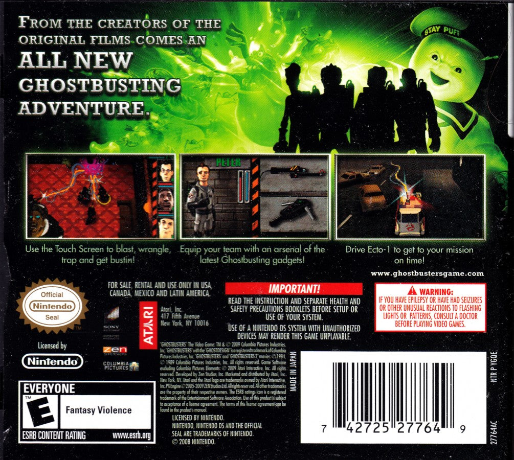Ghostbusters: The Video Game back over art for Nintendo DS (DS) video game