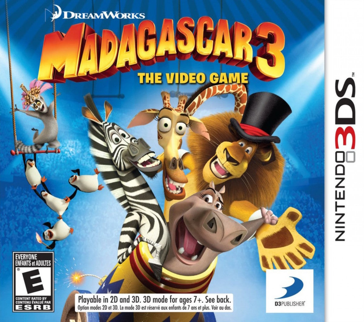 Madagascar 3 The Video Game Nintendo 3DS 3DS for action adventure video game fans featuring circus themed mini games favorite DreamWorks characters colorful platforming family friendly gameplay touch screen controls fun multiplayer challenges portable handheld entertainment collectible gaming appeal cover art