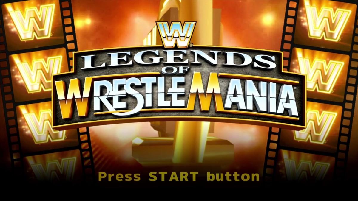 WWE Legends of WrestleMania Xbox 360 wrestling arcade game classic roster Hulk Hogan Andre the Giant Stone Cold The Rock relive historic WrestleMania moments title screen