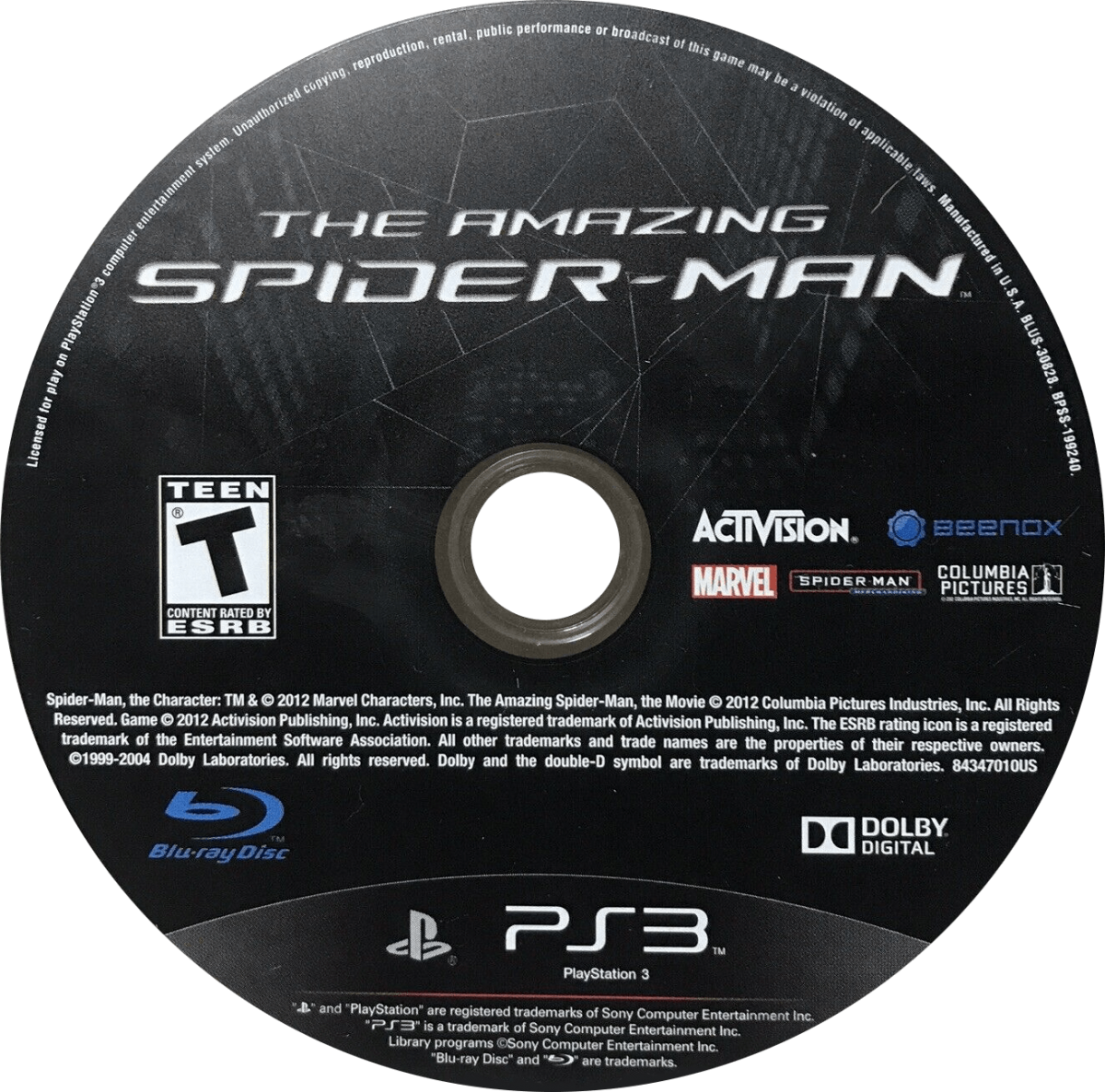 The Amazing Spider-Man PlayStation 3 PS3 video game, open-world action adventure, superhero gameplay, web-slinging combat, Marvel title disc cover art