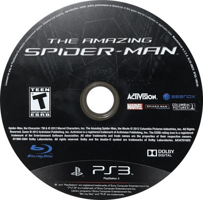 The Amazing Spider-Man PlayStation 3 PS3 video game, open-world action adventure, superhero gameplay, web-slinging combat, Marvel title disc cover art
