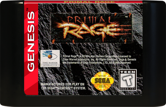 Primal Rage cartridge for Sega Genesis (GEN) video game