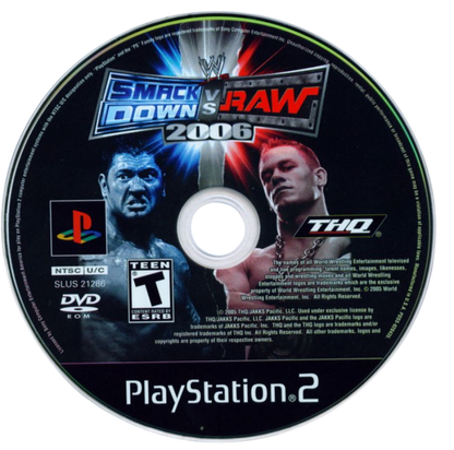 WWE SmackDown vs. Raw 2006 – PlayStation 2 (PS2) video game disc, pro wrestling.