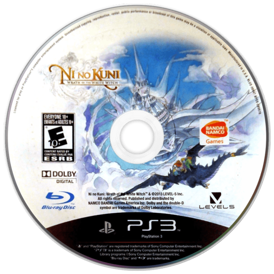 Ni no Kuni Wrath of the White Witch disc for PlayStation 3 PS3 video game