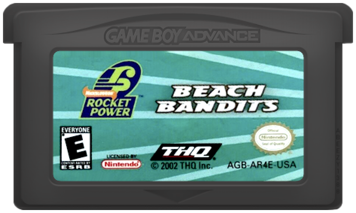 Rocket Power Beach Bandits for Game Boy Advance (GBA), cartridge for a retro video game featuring action-adventure gameplay, extreme sports challenges, character-based missions, and cartoon-inspired beachside exploration