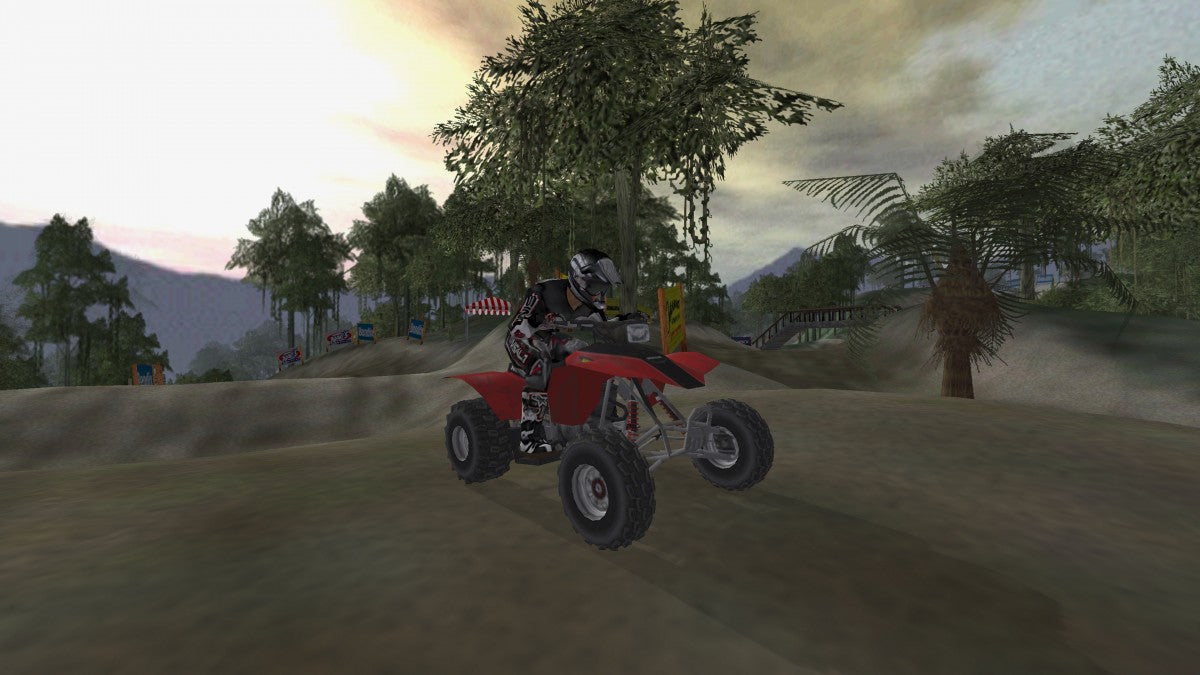 ATV Offroad Fury 2 PlayStation 2 off-road racing video game Sony Computer Entertainment America Rainbow Studios multiple vehicle classes ATVs trucks buggies motorcycles extensive trick system career mode multiplayer split-screen competitive racing championship events freestyle competitions diverse track environments desert mud terrain vehicle upgrades unlockable content progressive difficulty racing simulation arcade style off-road motorsport gameplay screenshot