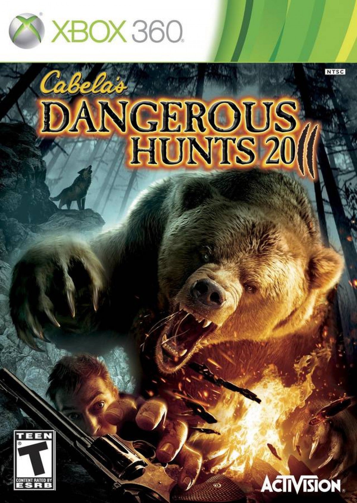 Cabela's Dangerous Hunts 2011 Xbox 360 X360 for hunting action video game fans featuring dangerous wildlife encounters realistic hunting environments intense predator attacks challenging hunting missions weapon selection tracking mechanics survival gameplay and immersive outdoor adventure collectible gaming appeal front cover art