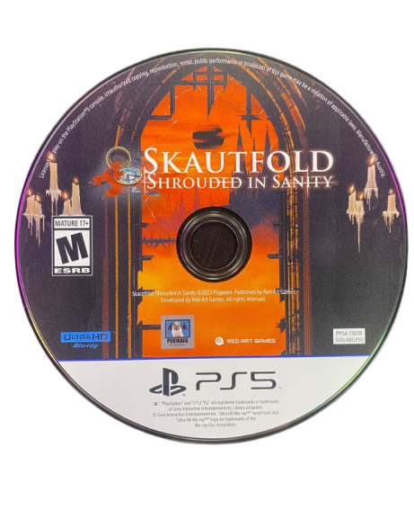 Skautfold: Shrouded In Sanity– Playstation 5 Front Cover Disc Art for this PlayStation 5 Game