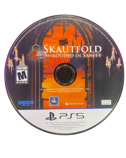 Skautfold: Shrouded In Sanity– Playstation 5 Front Cover Disc Art for this PlayStation 5 Game