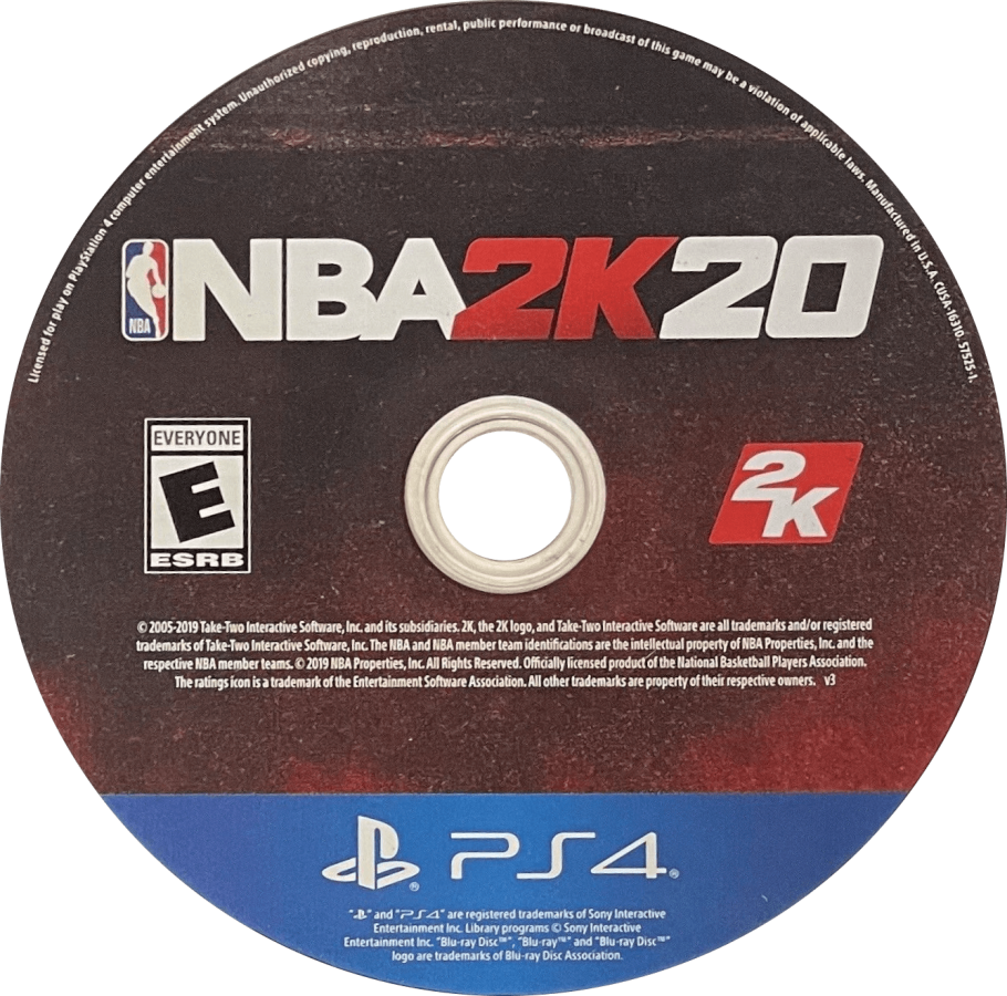 NBA 2K20 – PlayStation 4 (PS4) video game disc, basketball sports simulation game.