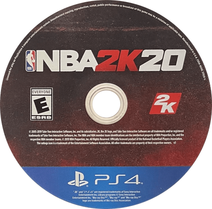 NBA 2K20 – PlayStation 4 (PS4) video game disc, basketball sports simulation game.
