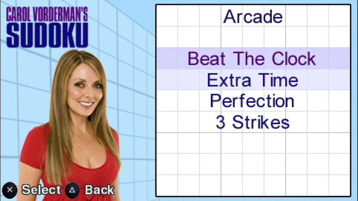 Carol Vorderman’s Sudoku for PlayStation 2 with number puzzle and brain-training theme gameplay