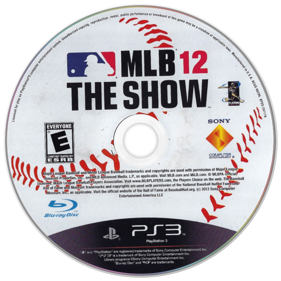 MLB 12: The Show disc for PlayStation 3 (PS3) video game