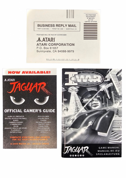 I-War Atari Jaguar JAG video game featuring fast paced futuristic space combat gameplay arcade style action spacecraft battles enemy encounters tactical missions high speed combat dangerous environments explosive action and classic Atari Jaguar gameplay retro video game collection collectible gaming appeal insert