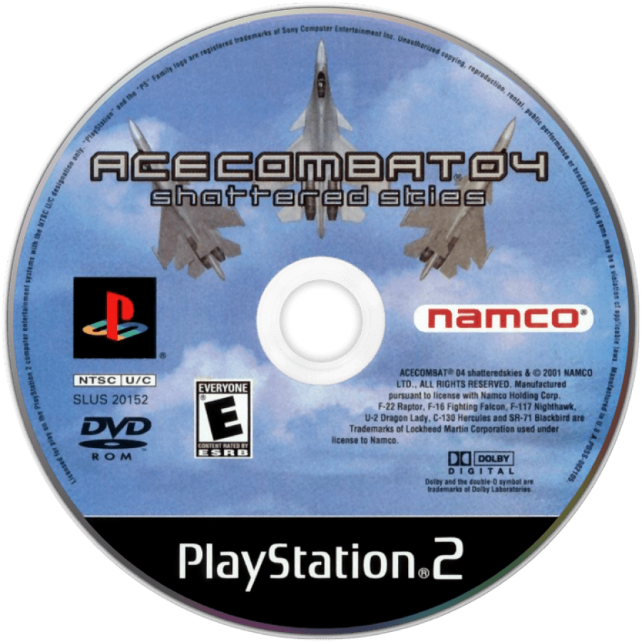 Ace Combat 04: Shattered Skies PS2 flight combat video game disc