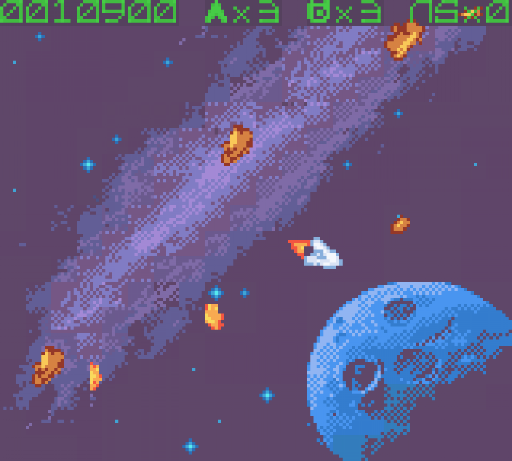 Asteroids Game Boy Color arcade port space shooter video game vector graphics style navigating asteroid field blasting rocks UFOs gameplay