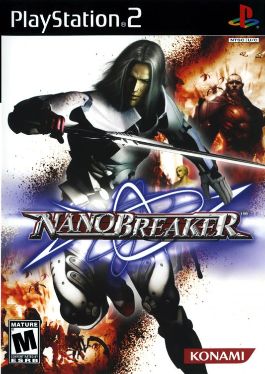 Nano Breaker PS2 Sony PlayStation 2 action hack and slash sci fi cybernetic weapon combat virus infected nanomachine enemies fast paced melee combos Konami dark futuristic story retro gaming PlayStation 2 software video game title cover art