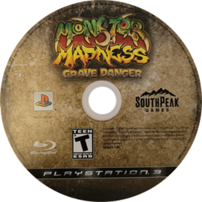 Monster Madness Grave Danger PlayStation 3 PS3 for action adventure video game fans featuring chaotic zombie combat cartoon horror environments multiple playable characters powerful weapons enemy hordes cooperative gameplay and fast paced arcade style action collectible Sony PlayStation gaming appeal disc