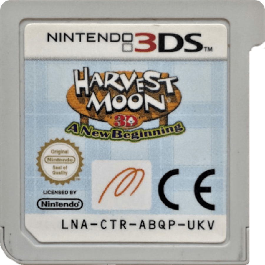 Harvest Moon A New Beginning Nintendo 3DS video game featuring farming simulation gameplay crop cultivation animal care town building character customization and life simulation adventure Nintendo 3DS handheld gaming retro video game collection collectible gaming appeal game cartridge