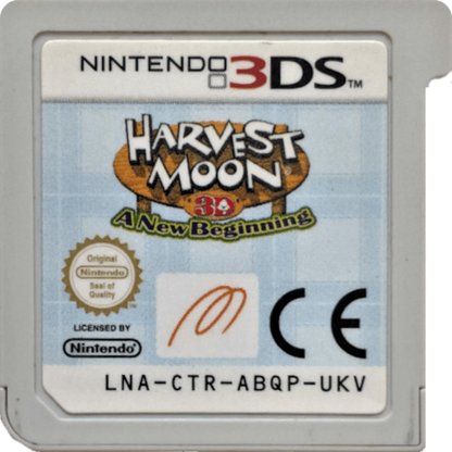 Harvest Moon A New Beginning Nintendo 3DS video game featuring farming simulation gameplay crop cultivation animal care town building character customization and life simulation adventure Nintendo 3DS handheld gaming retro video game collection collectible gaming appeal game cartridge