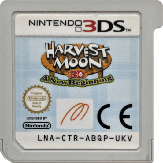 Harvest Moon A New Beginning Nintendo 3DS video game featuring farming simulation gameplay crop cultivation animal care town building character customization and life simulation adventure Nintendo 3DS handheld gaming retro video game collection collectible gaming appeal game cartridge
