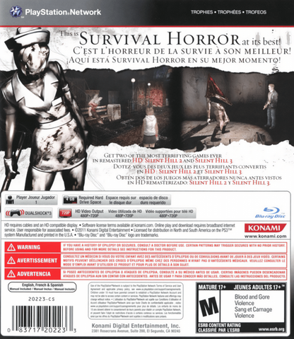 Silent Hill HD Collection back cover art for PlayStation 3 (PS3) video game